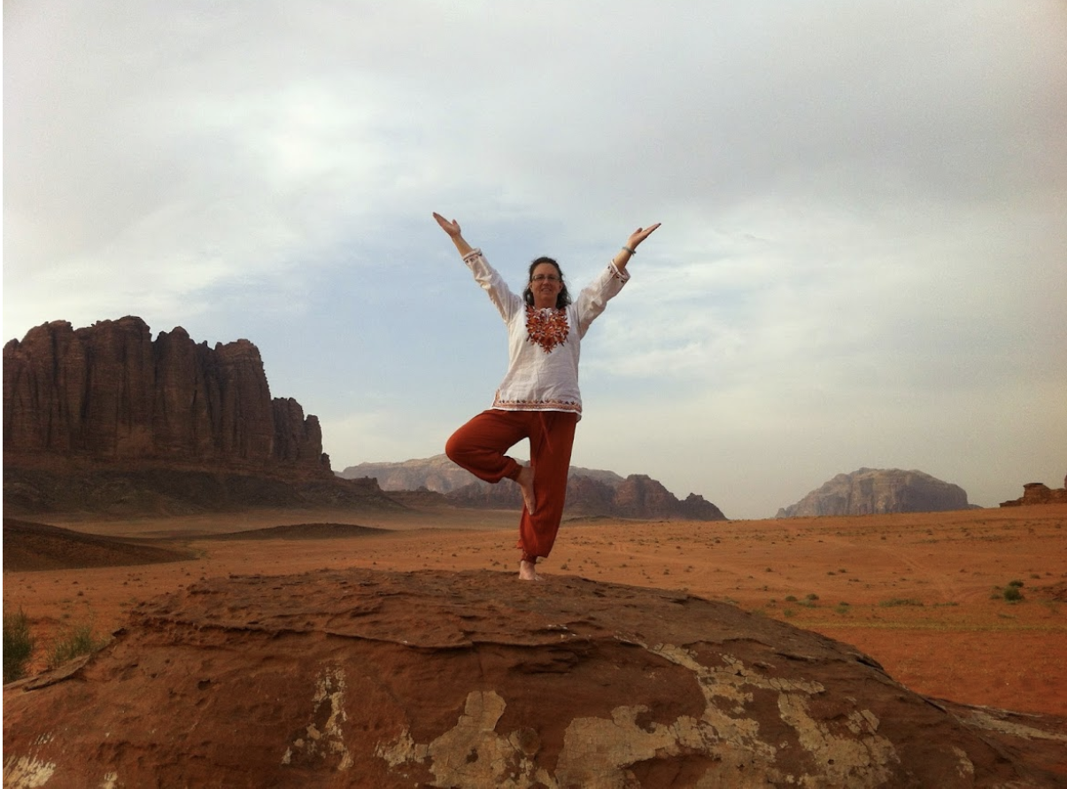 Sunset yoga session in Wadi Rum desert